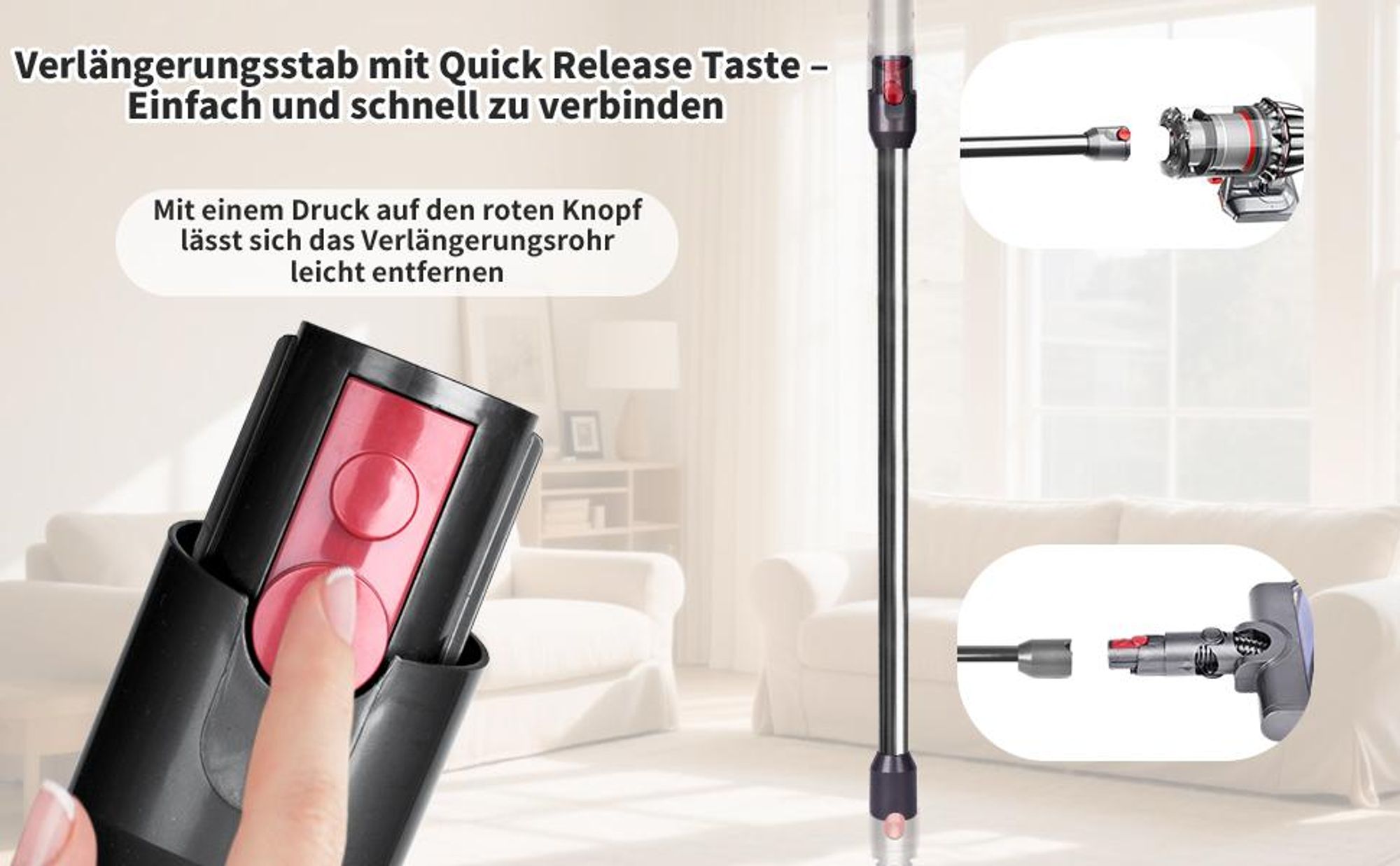 Verlängerungsrohr für Dyson V12 Detect Slim / V10 Digital Slim Stabstaubsauger, Ersatz Saugrohr Zubehör