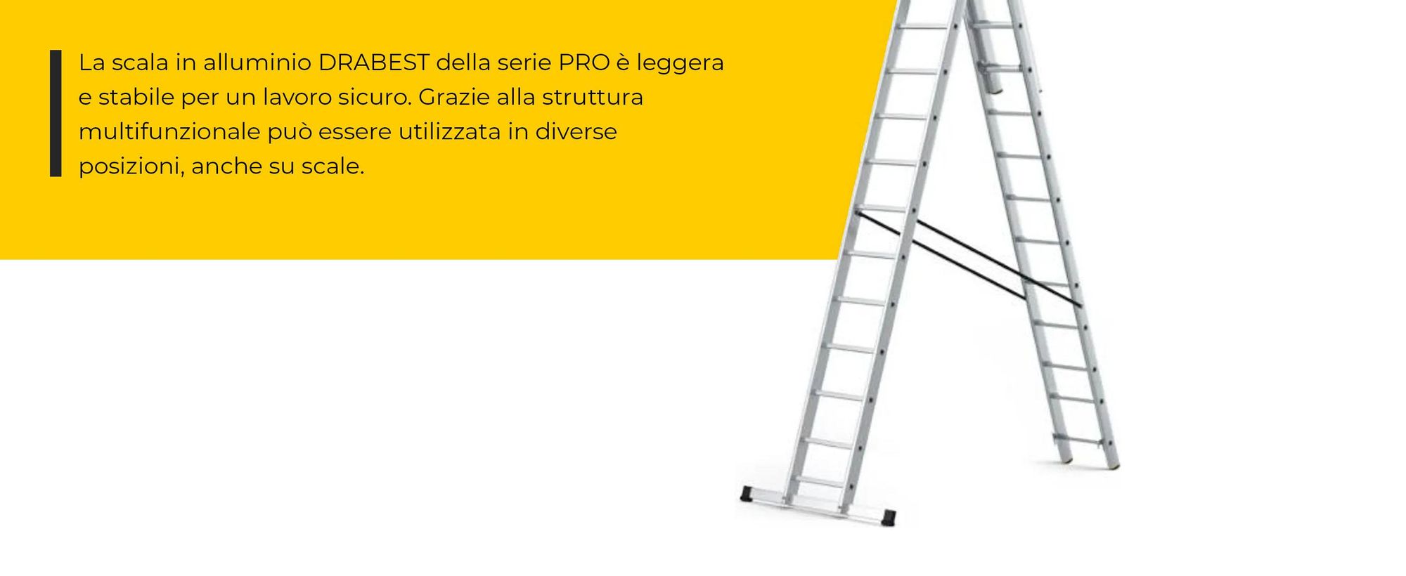Drabest | Scala - scala 3x14 gradini, scala pieghevole - portata 150 kg - scala in alluminio, scala a pioli, piedini antiscivolo