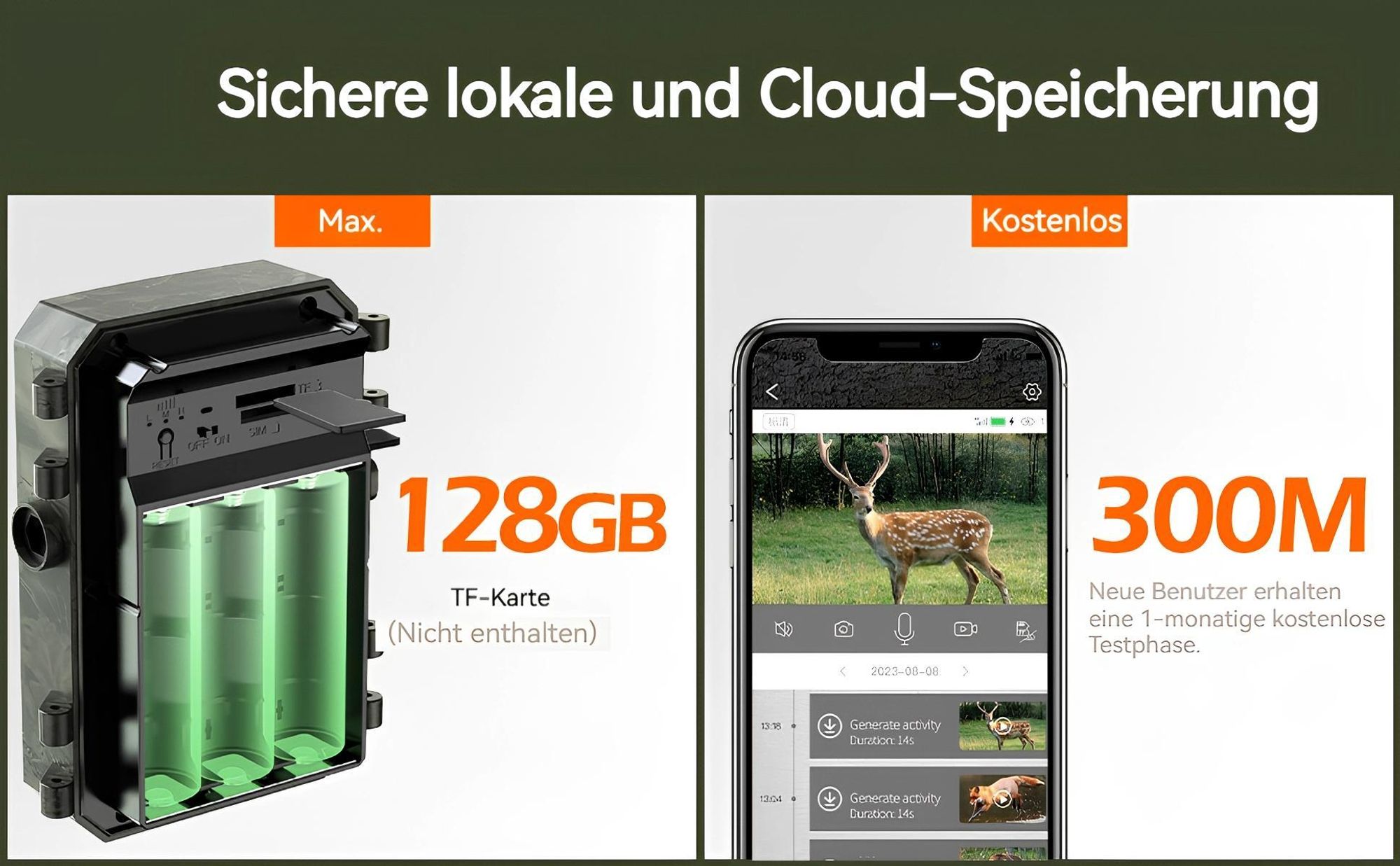 Usogood 4G LTE Wildkamera mit SIM Karte Solar, 2K Video Wildtierkamera mit Handyübertragung APP, GPS, Nachtsicht, 0.2s Auslöser