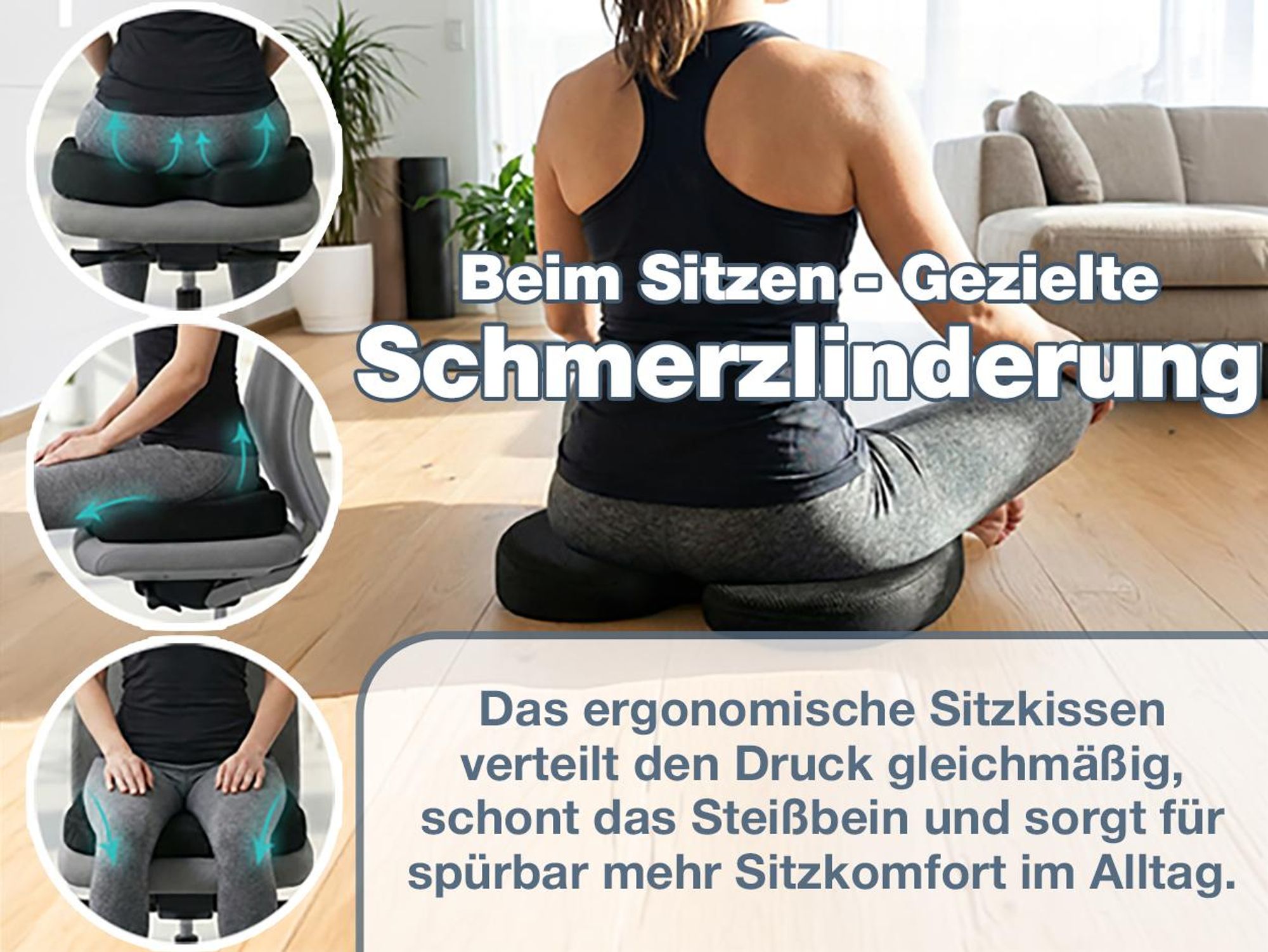 Sitzkissen orthopädisch Steißbeinkissen mit Memory Foam Weich 40-65 KG für Ergonomischen Komfort geeignet für Bürostuhl, Auto, Homeoffice & Alltag