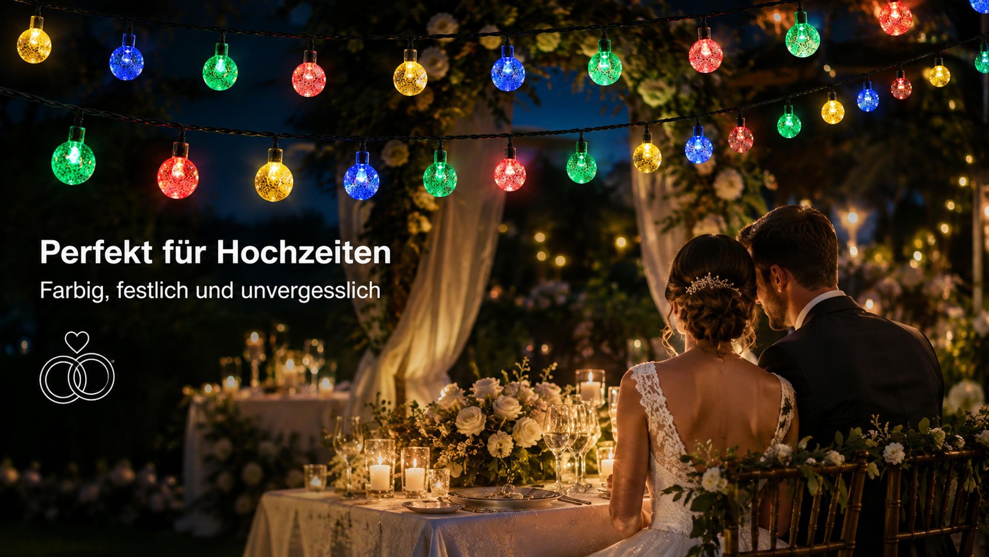 5M Lichterkette Außen Solar Glühbirnen LED Lichterketten, Innen Außen Weihnachten Beleuchtung Outdoor Garten Deko, Bunt