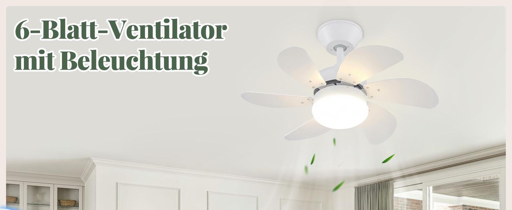 ZMH ventilateur de plafond blanc avec éclairage et télécommande silencieux 6 pales Ø75 cm minuterie pour salon chambre cuisine salle à manger