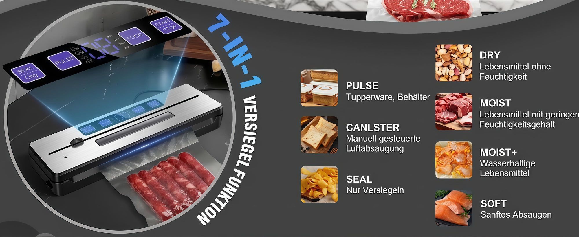 Profi Vakuumiergerät (-80kPa, 30cm) mit UV-Desinfektion & Zubehör