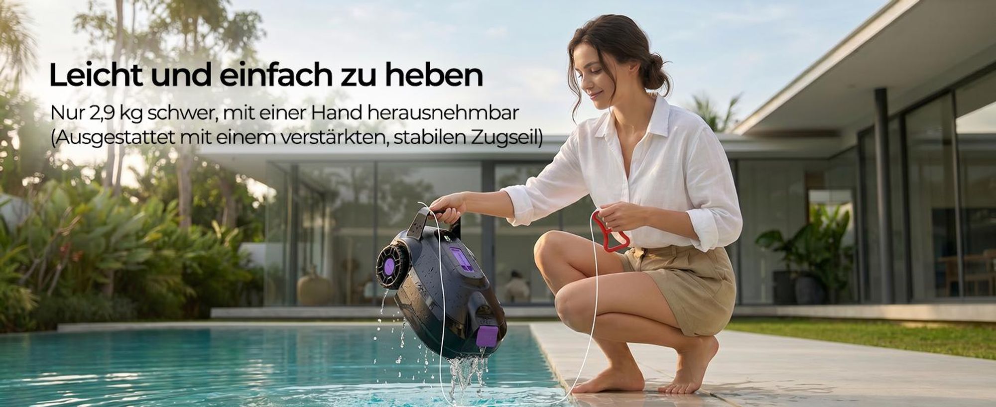 Kabelloser Poolroboter Redkey S200–Doppelmotor, 180 Minuten Akkulaufzeit, starke Saugleistung, Doppelfilter, Reichweite bis 3M