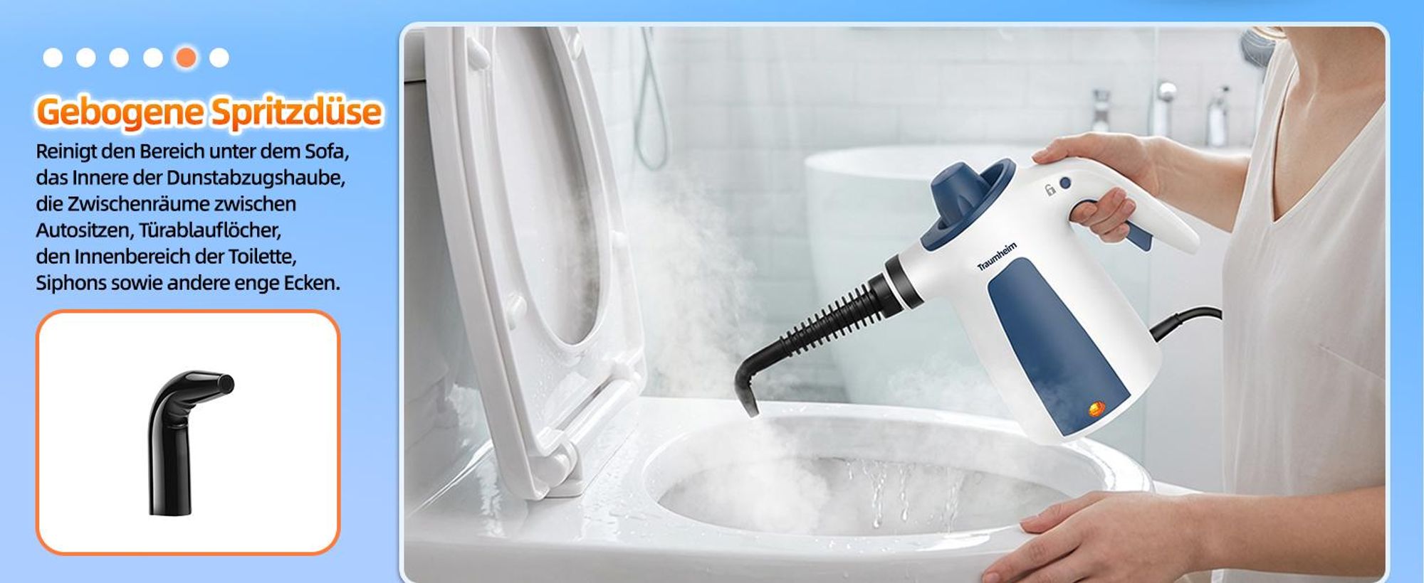 Dampfreiniger, Handdampfreiniger für das Haus Mehrzweck, 3 Bar Dampfdruck 350ML 1200W chemikalienfreier, Reinigung von Küche, Böden, Fliesen, Sofas