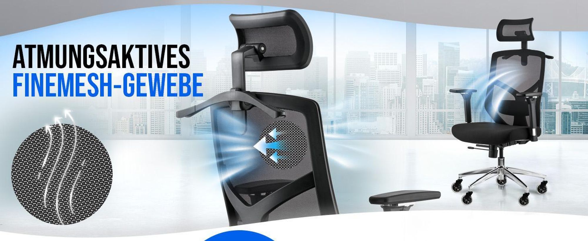 ELITESEATS Bürostuhl Ergonomisch [Kratzerfreie Rollen, Atmungsaktiv] Ergonomischer Schreibtischstuhl | Büro Stuhl 150 kg Belastbar | Computerstuhl