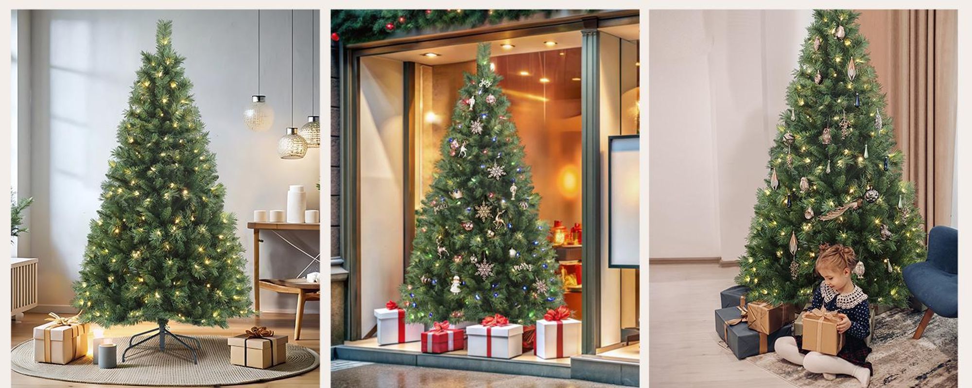 Salcar 180 cm Künstlicher Weihnachtsbaum mit Beleuchtung, 2 Lichtfarben (Warmweiß/Bunt), LED Tannenbaum inkl. Fernbedienung