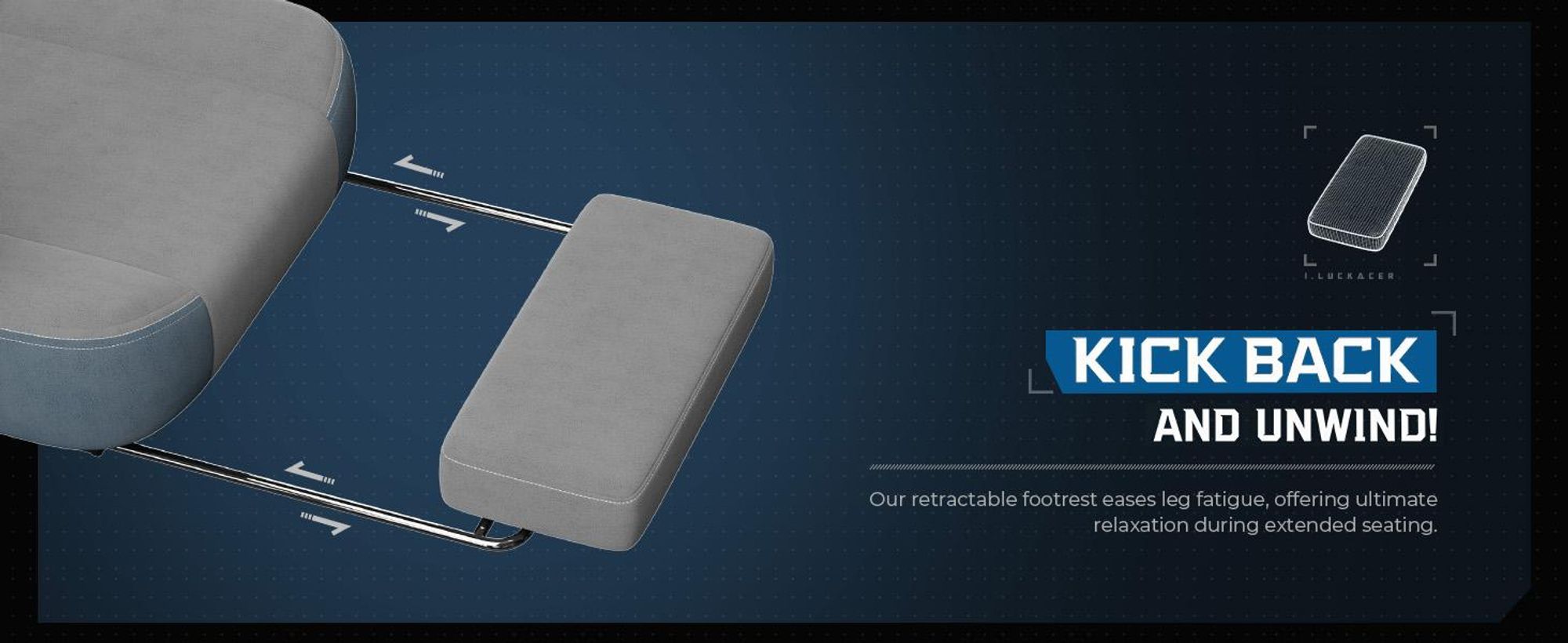LUCKRACER Gaming stoel, bureaustoel met verbonden armleuningen, memory foam kussens, een kantelbereik van 90–155° en een voetsteun, gemaakt van duurzaam materiaal