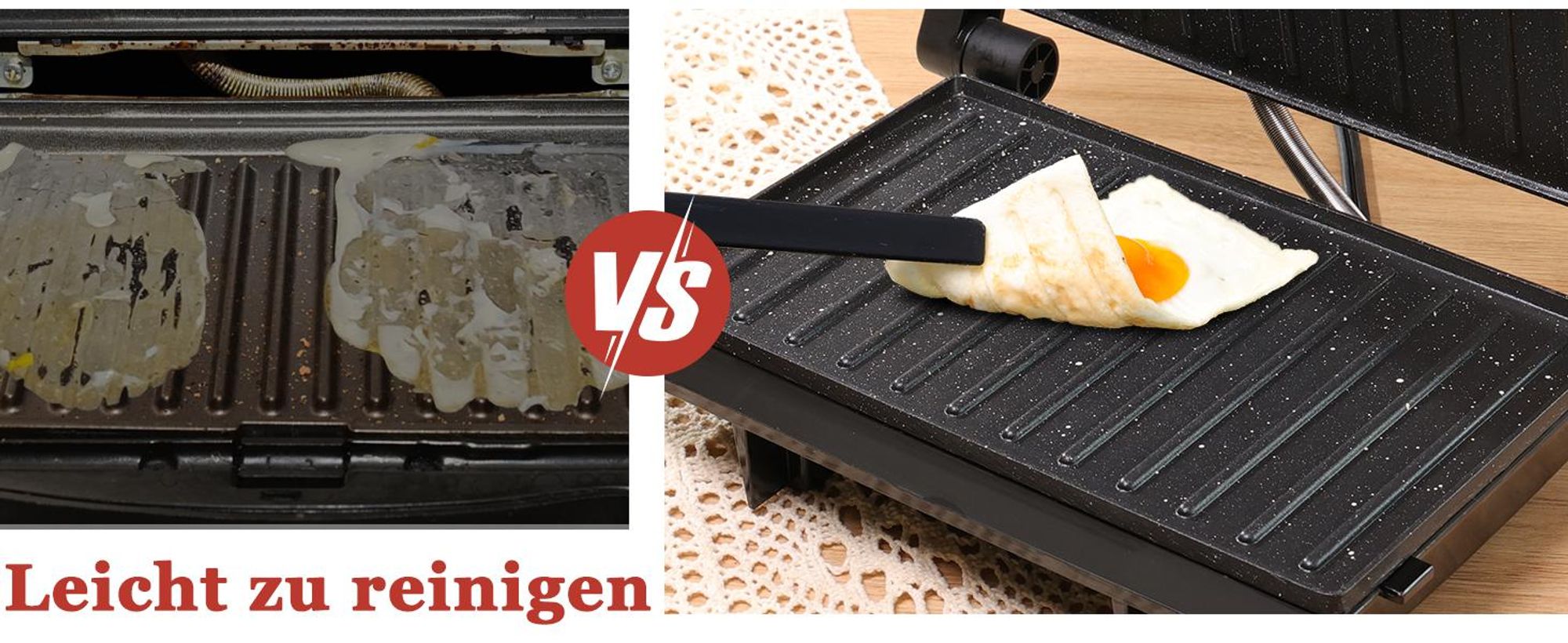 Aigostar - Kontaktgrill für Sandwiches, Steak auch als Panini Grill, Antihaftbeschichteter Grill toaster für fettfreies Grillen, 750W