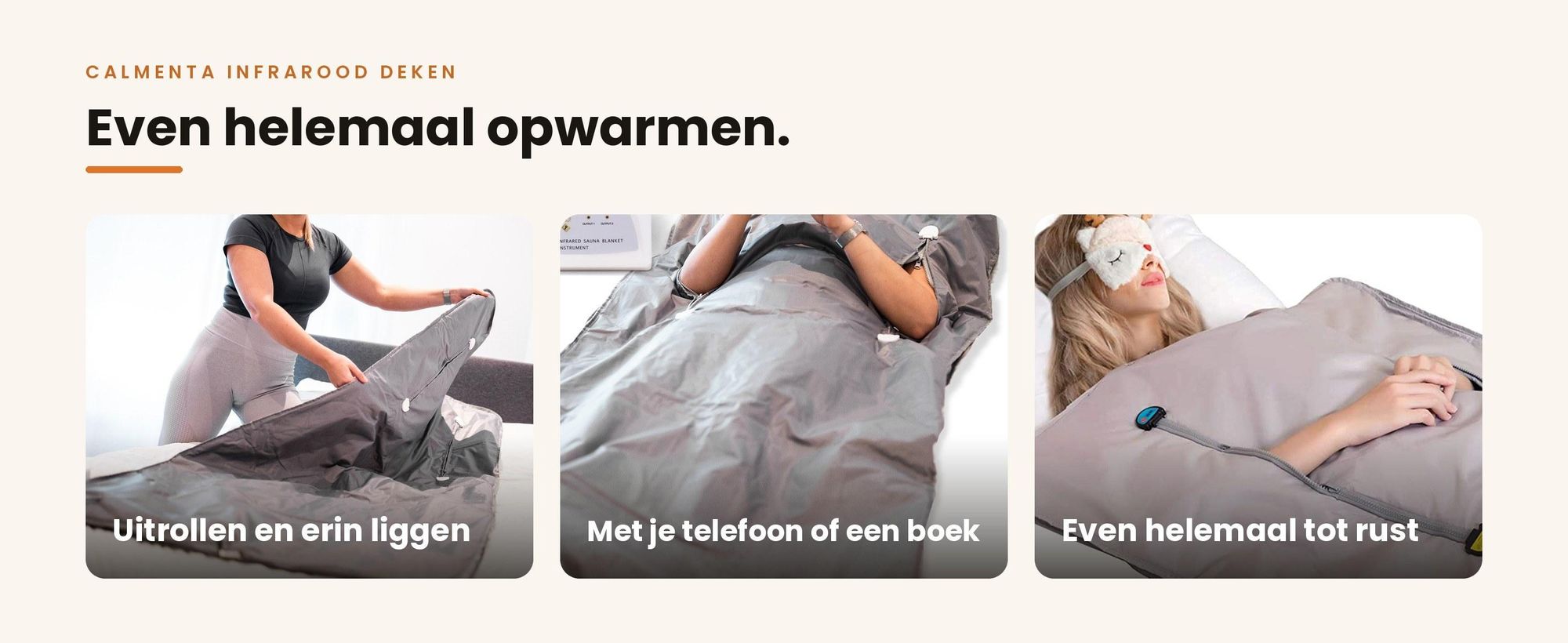 De Calmenta infrarood deken uitrollen en erin ontspannen