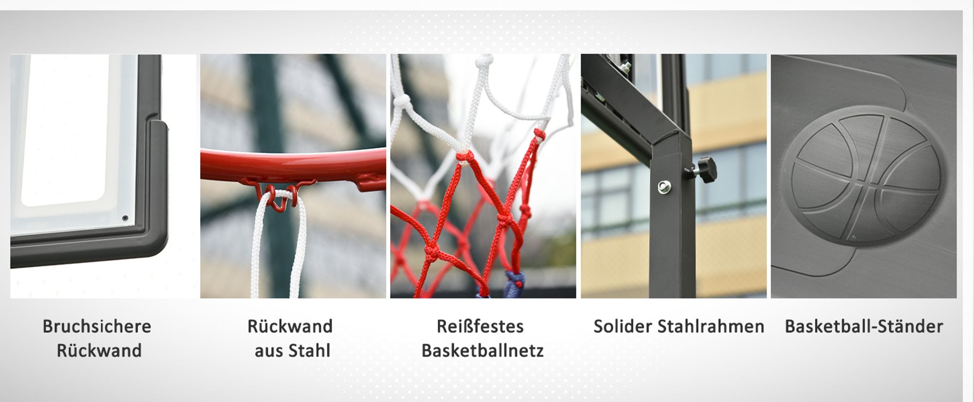 HOMCOM Mobiler Basketballständer Basketballkorb höhenverstellbar 255–305 cm