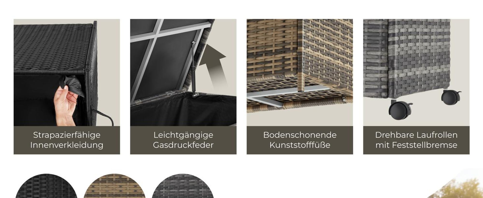 tectake® Auflagenbox Kuusamo 116 x 54 x 64 cm