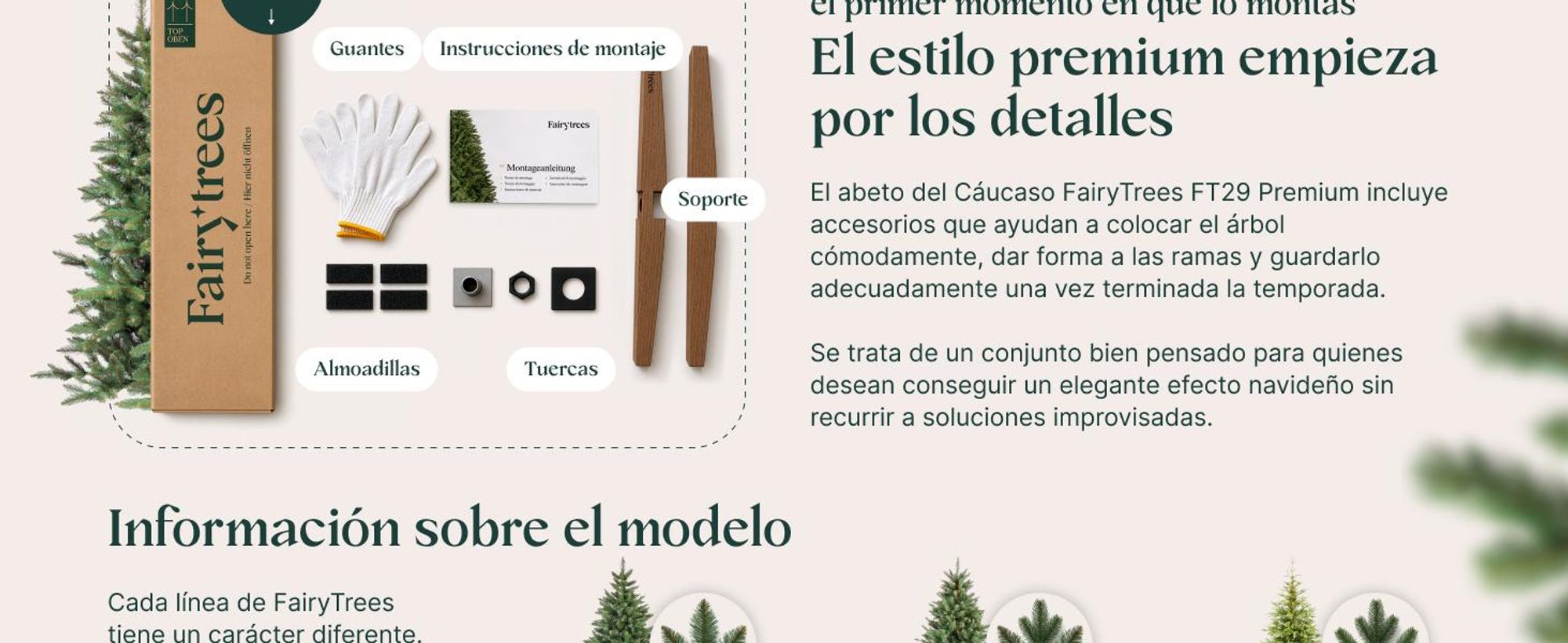 FAIRYTREES Árbol de Navidad, Nordmann Premium 180cm, la UE, Árbol Artificial Navideño, Árbol de Navidad con Mezcla de Dos Materiales, Árbol con Soporte de Madera de