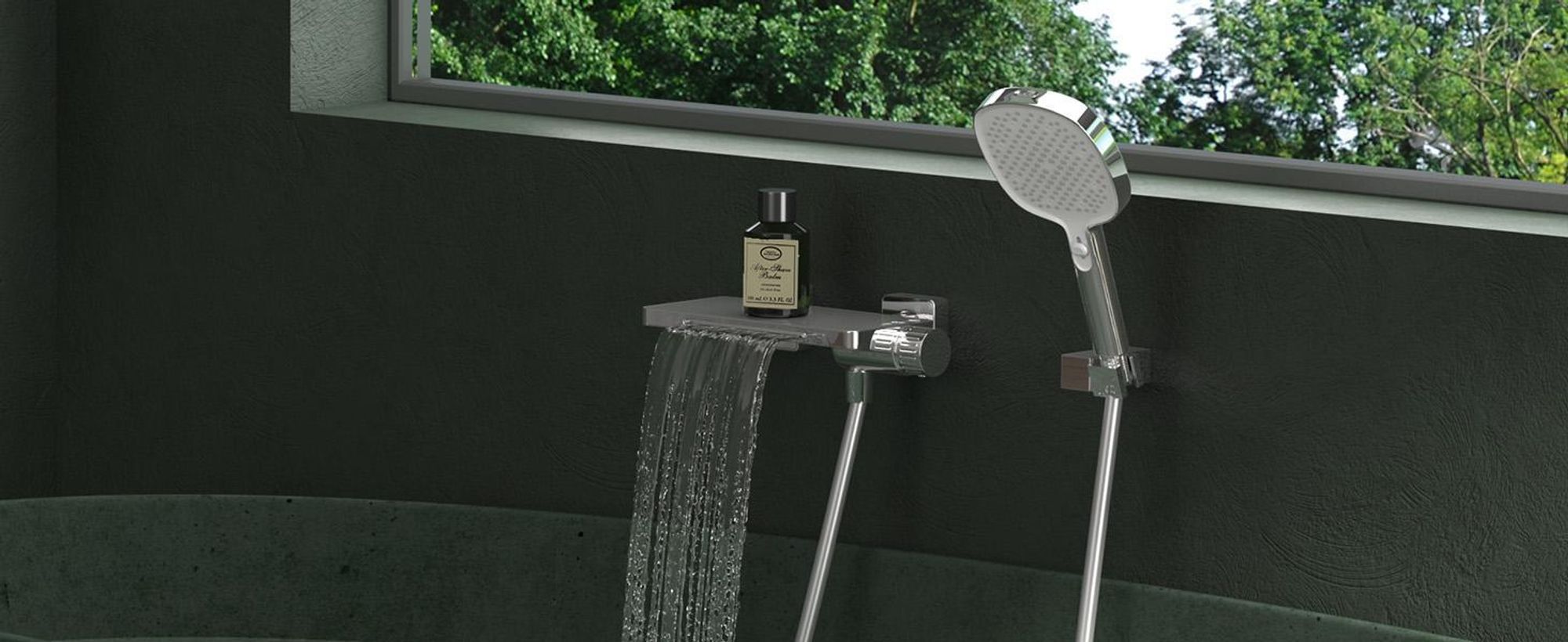 Mai & Mai Badewannenarmatur mit Handbrause Wasserfall Wannenarmatur 4 Strahlarten Wandarmatur für Badewanne aus Messing Silber DSN-403