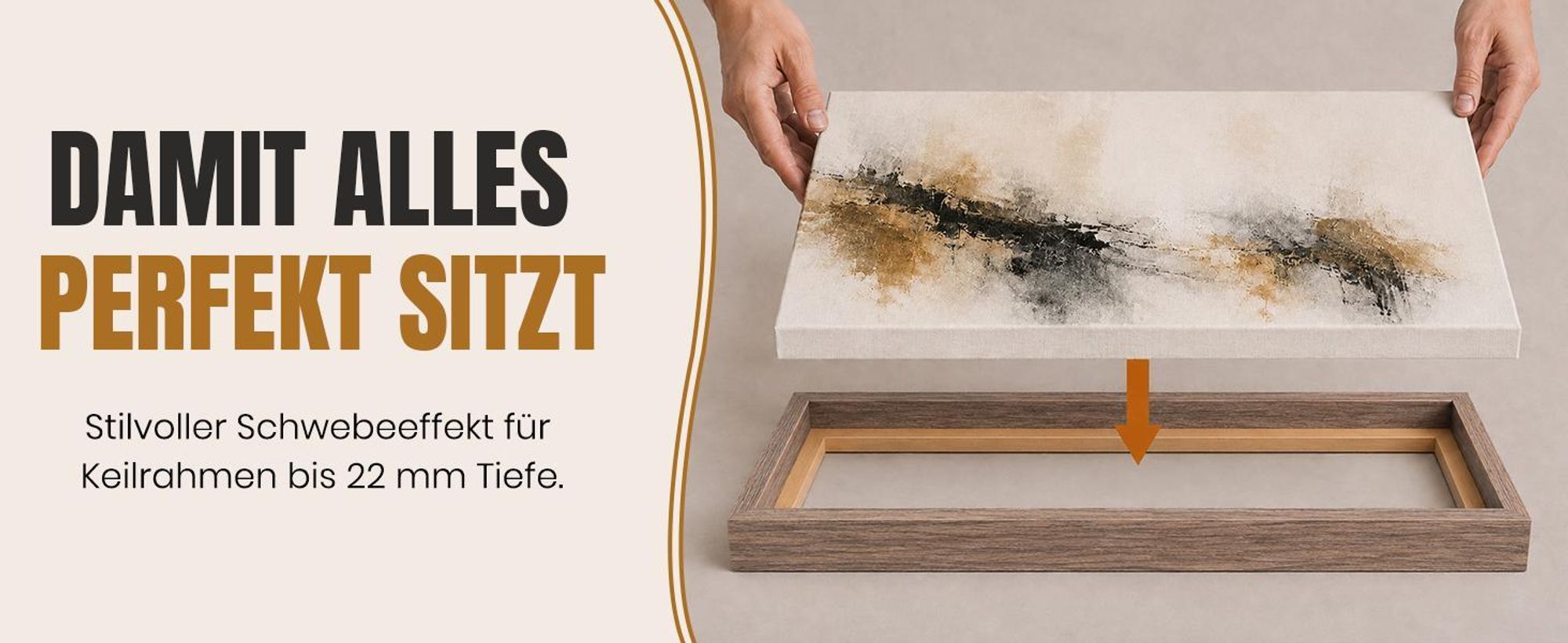 Monframe Schattenfugenrahmen XXL 80x100 cm - Sonoma Eiche - Leerrahmen mit Tiefeneffekt aus MDF Holz in zerlegter Form - für Leinwandbilder auf Keilrahmen