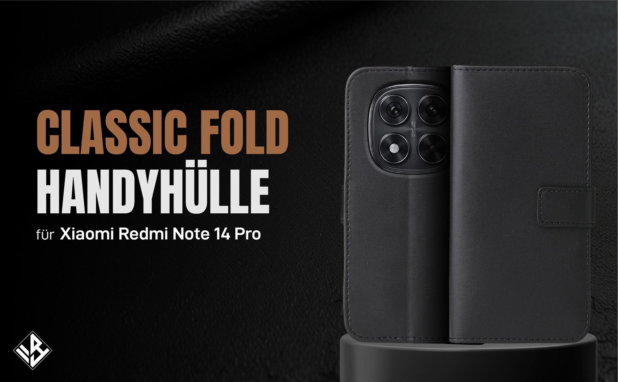 Schwarze Klapphülle für Xiaomi Redmi Note 14 Pro mit Wallet-Funktion