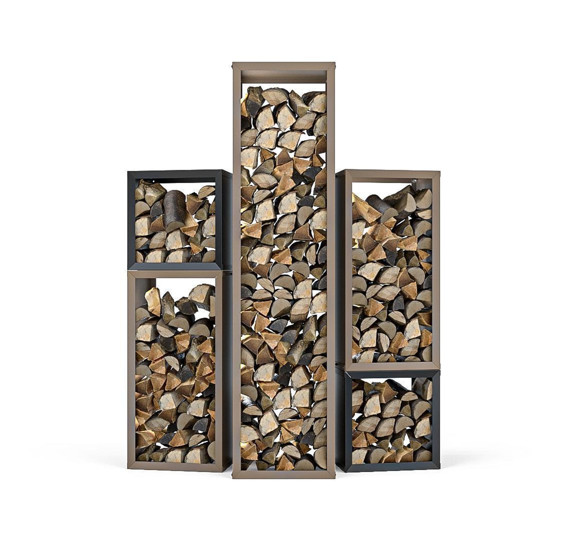 hiyard Wooker Wide Brennholzregal – Kaminholzregal / Holzlagersystem / 99 x 49 cm / matt-schwarz
