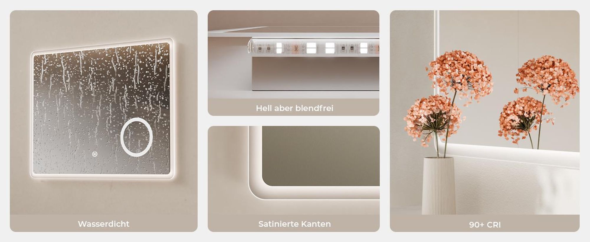 S'AFIELINA LED Badspiegel Badezimmerspiegel mit Beleuchtung Wandspiegel mit Touchschalter,3-fach Vergrößerung,Energiesparend,IP44, 60x100 cm