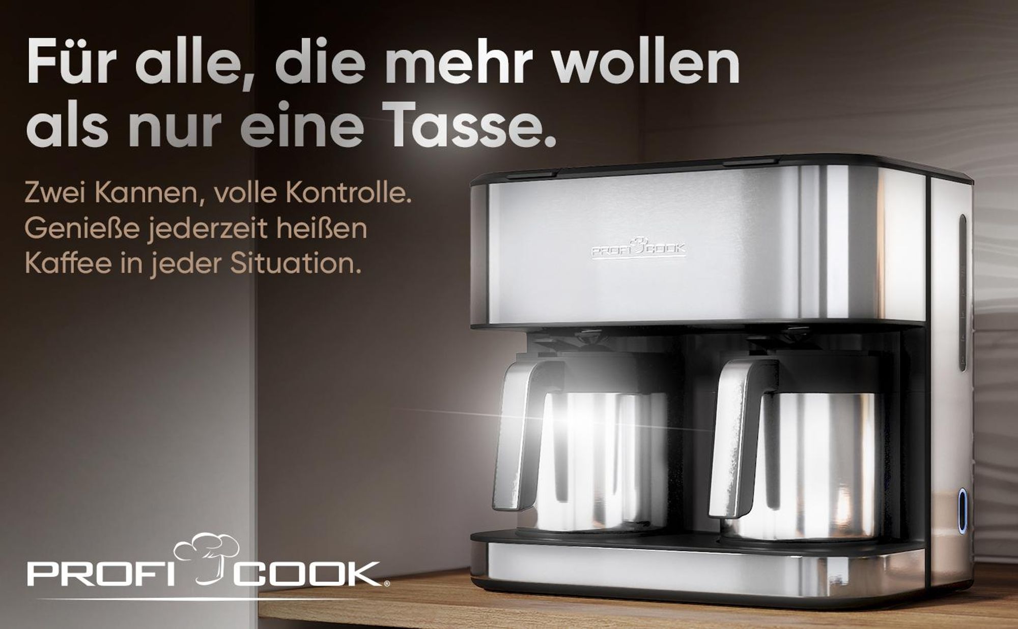 ProfiCook® Doppel Kaffeemaschine mit Thermoskanne | 24 Tassen | 2 Kannen | Einzel-/Kombibetrieb | Filterkaffeemaschine | PC KAD 1307 inox