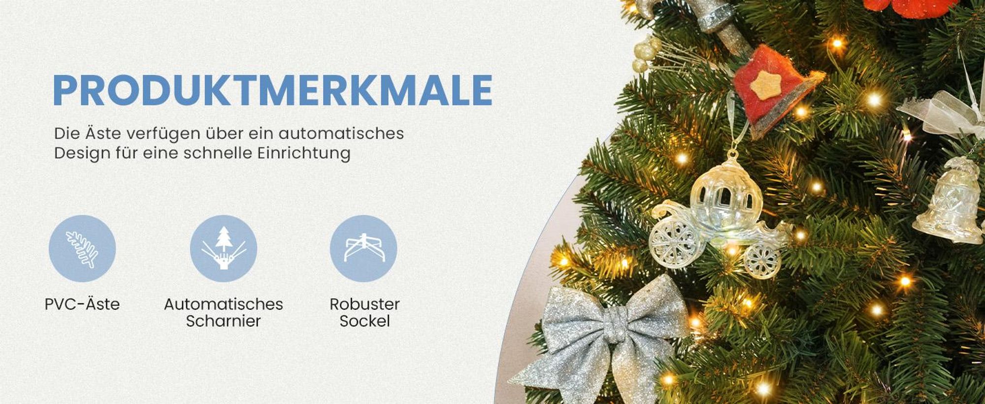 230cm Künstlicher Weihnachtsbaum mit 550 LED Beleuchtung, ca. 1100 Spitzen, Naturgetreu Kifer, Metallständer
