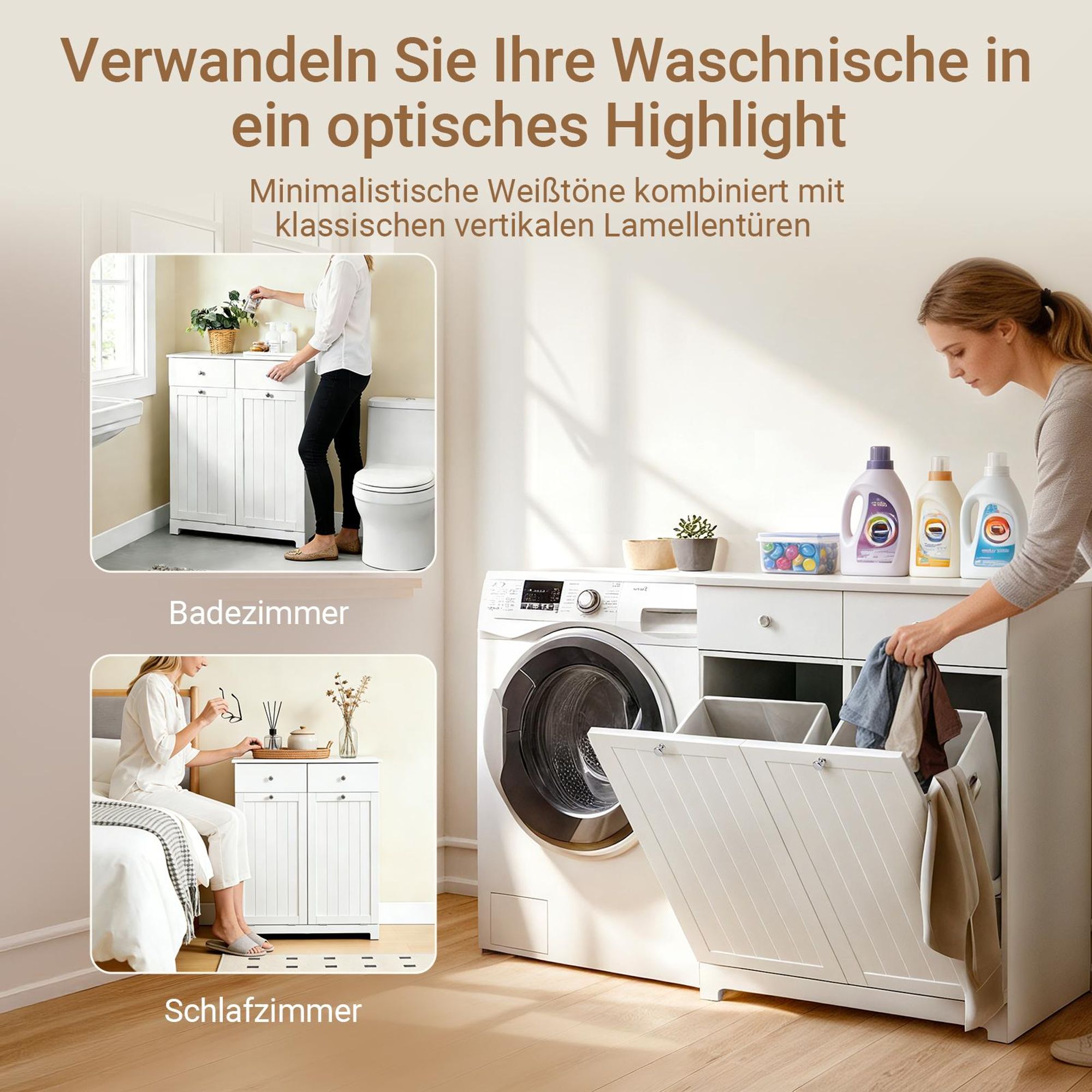 SoBuy Wäscheschrank Aufbewahrungsmöbel Weiß Skandinavisch BZR33-II-W