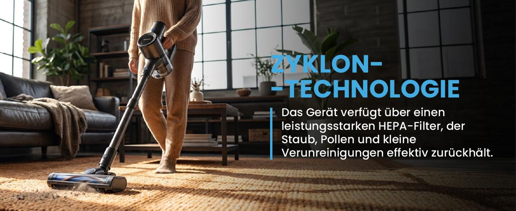 Handstaubsauger beutellos mit Akku 30000Pa mit Elektrobürste