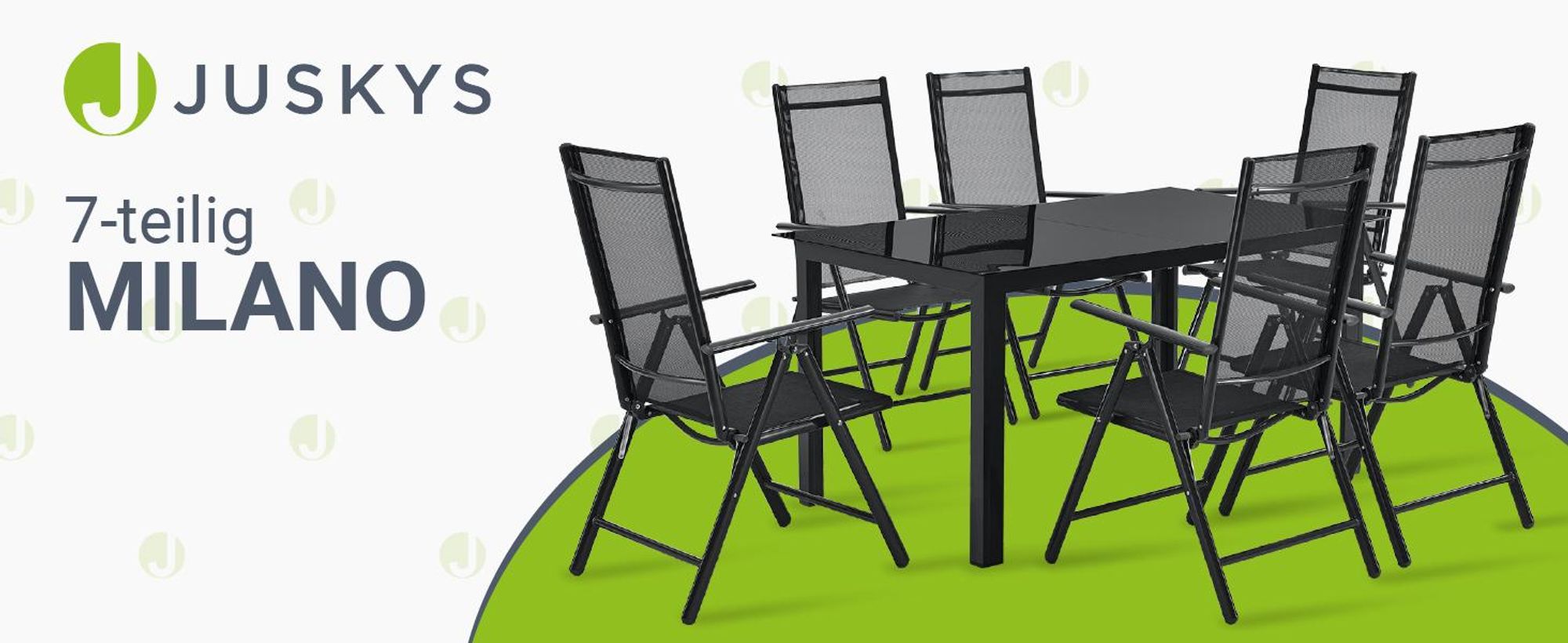 Juskys Aluminium Gartengarnitur Milano Gartenmöbel Set mit Tisch und 6 Stühlen Dunkel-Grau mit schwarzer Kunstfaser Alu Sitzgruppe Balkonmöbel