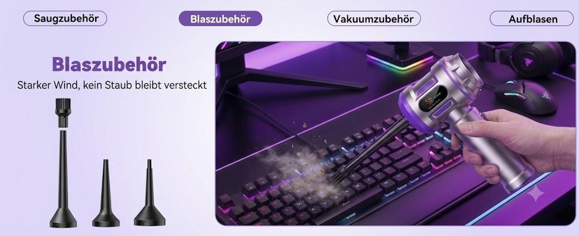 27000Pa/120W Handstaubsauger Akku Kabellos, Upgrade Beutelloser Mini Auto Staubsauger, 4-in-1 Handsauger mit HEPA Filter & 3Stufen,für Auto & Haushalt