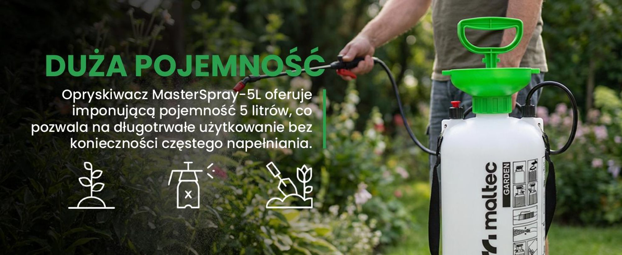 Opryskiwacz ciśnieniowy pięciolitrowy z regulowaną dyszą do roślin krzewów 3,2 bar