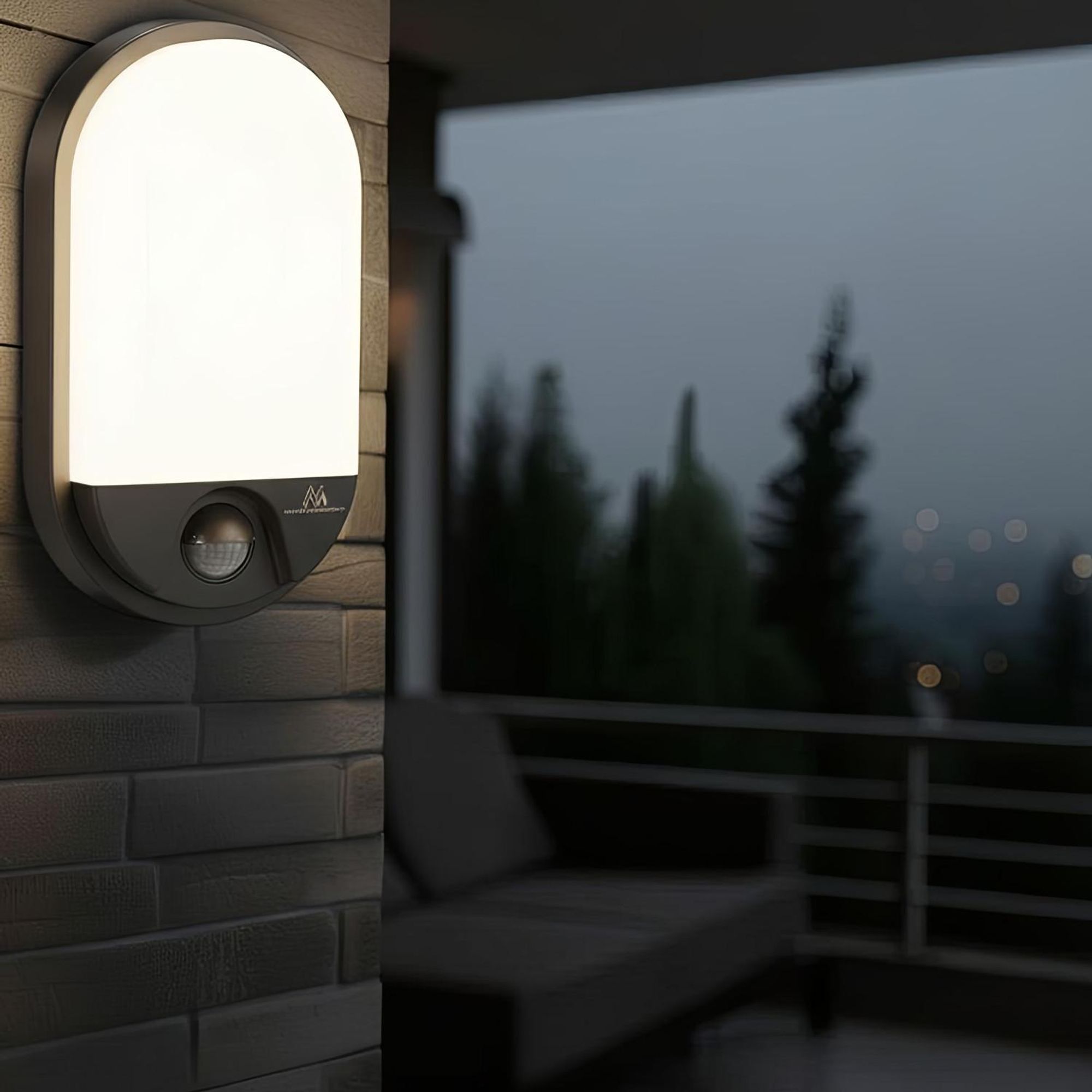 LED-Lampe mit Infrarot-Bewegungssensor Wandleuchte Innen-/ Außenbeleuchtung 1100lm 15W IP54 Grau ++