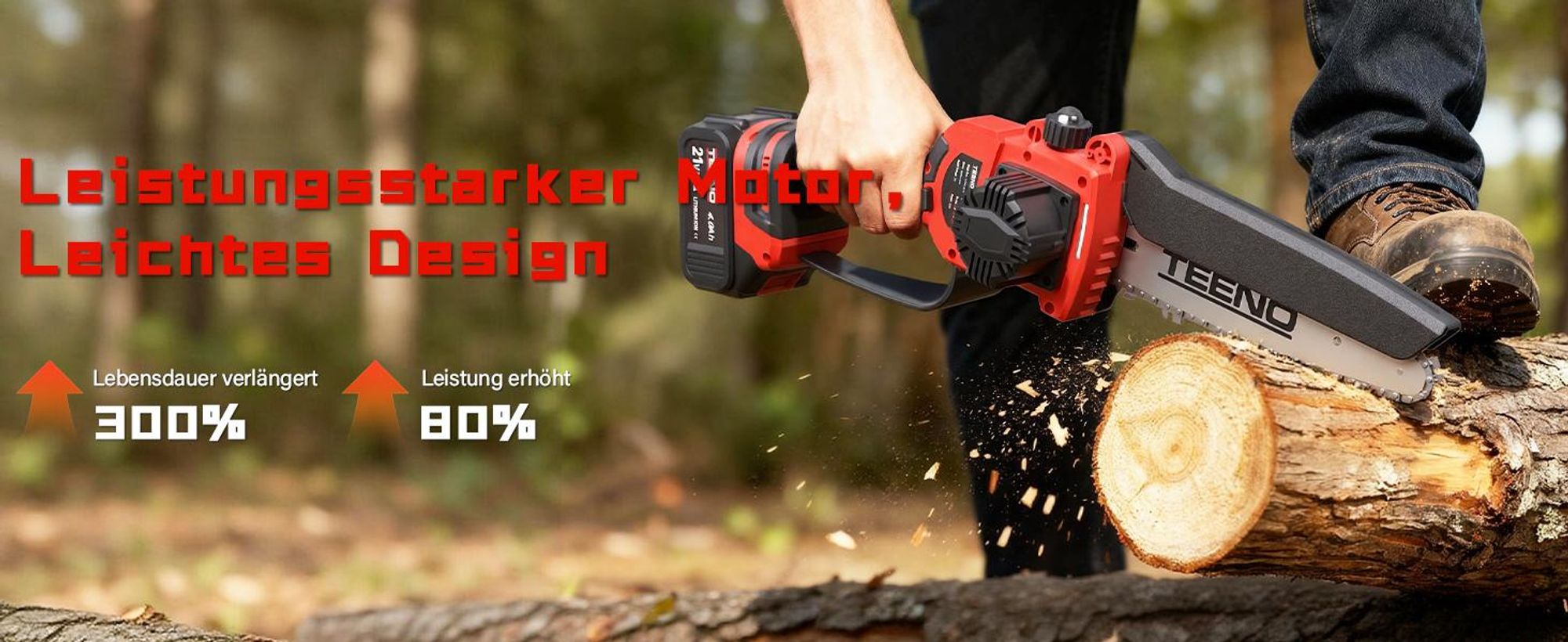 TEENO 2-in-1-Gartenwerkzeug-Set: Mini-Kettensäge mit Akku 6 Zoll + elektrische Gartenschere, kabellos, 0 – 40 mm, 2 x 4,0 Ah Batterien