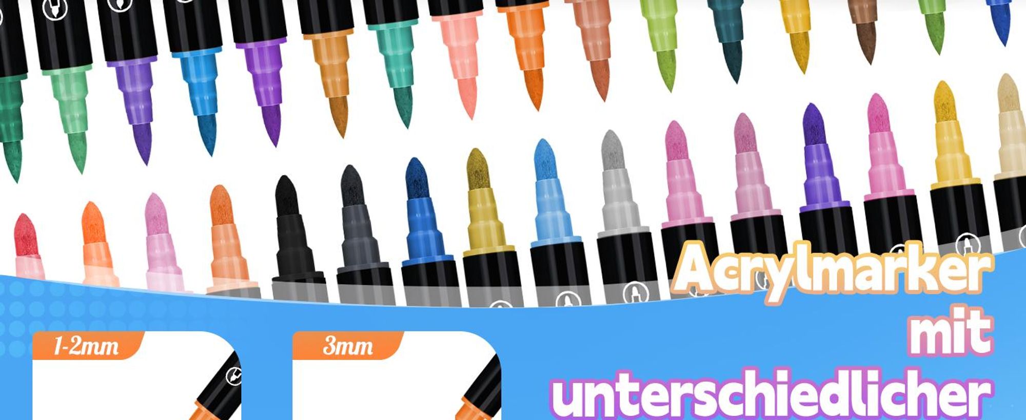 Acrylstifte, 36 Farben Doppelspitzen Stifte für Steine Wasserfest, Marker Stifte für Geschenkekarte, Holz, Glasmalerei, Keramik, Bastelarbeiten