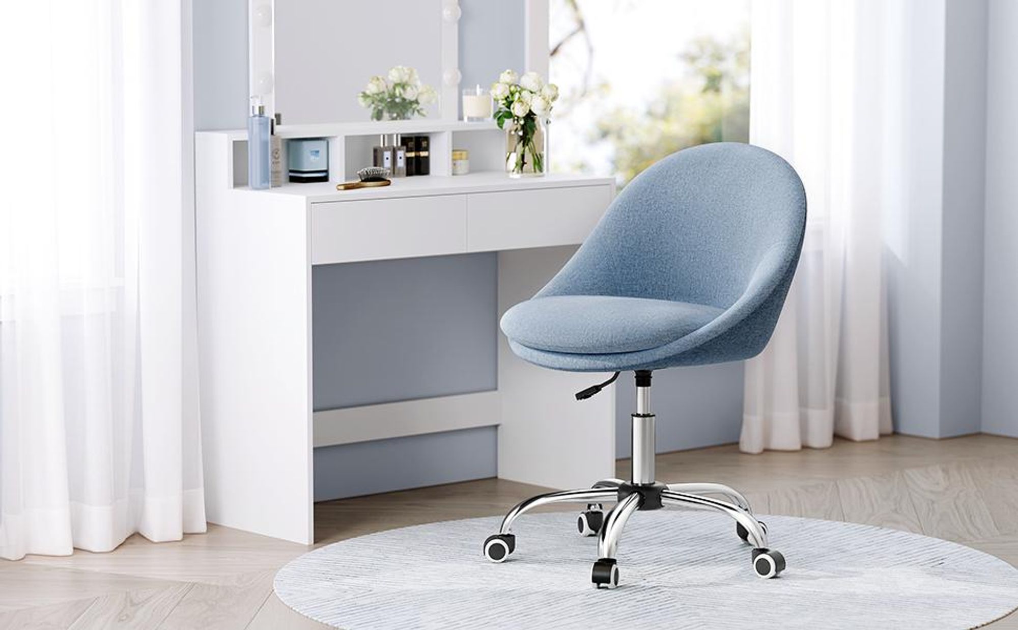 SONGMICS Homeoffice Stuhl, Drehstuhl, Schreibtischstuhl, blau