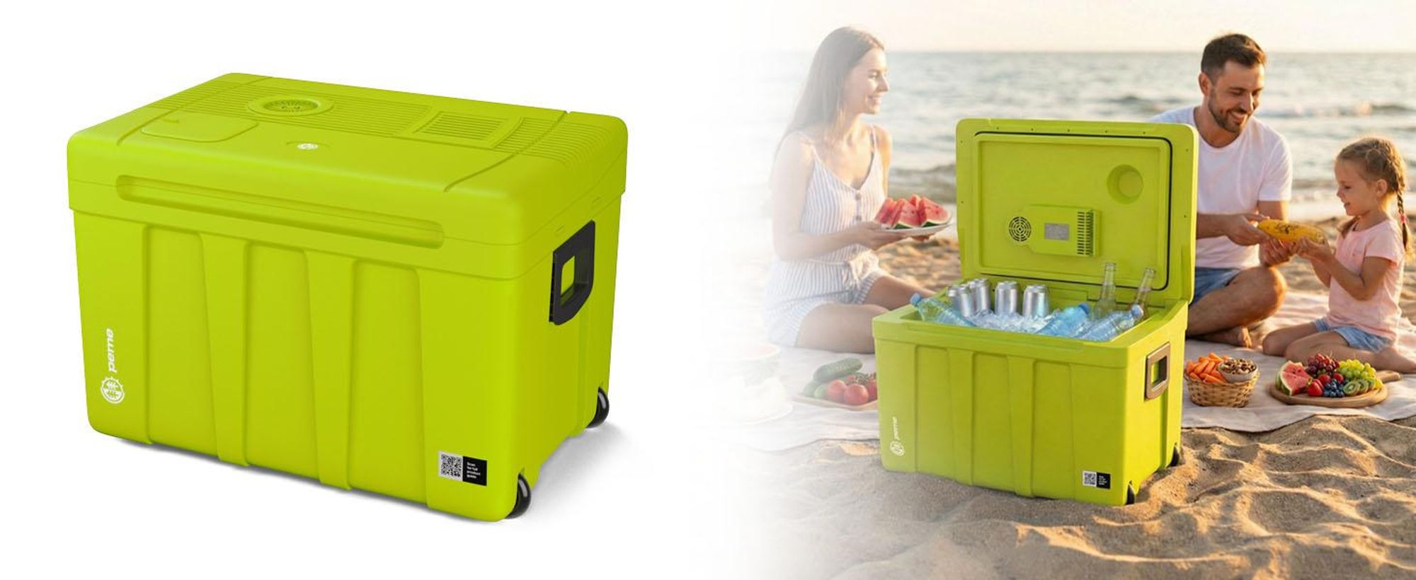 Peme Elektrische Kühlbox Essential 50L - Autokühlschrank Camping leise Trolley Wärmefunktion Minikühlschrank PKW LKW Reise Outdoor campingkühlschrank