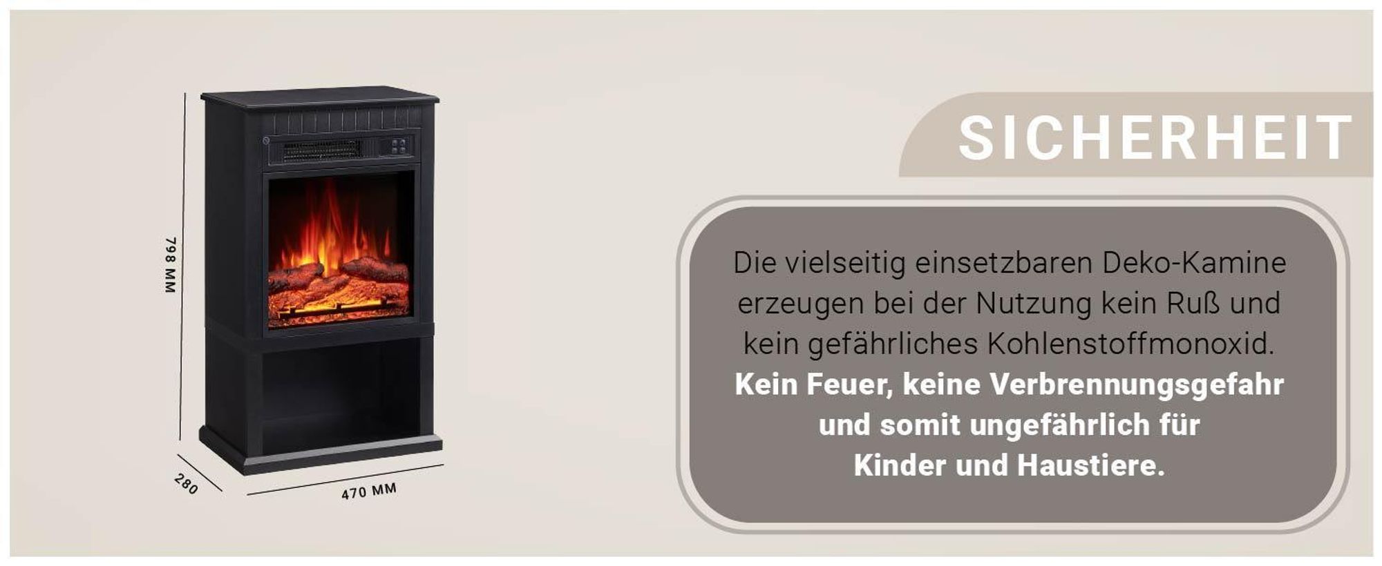 Elektrokamin Standkamin BALDERIA Ember – Heizung bis 2000 W, schwarz