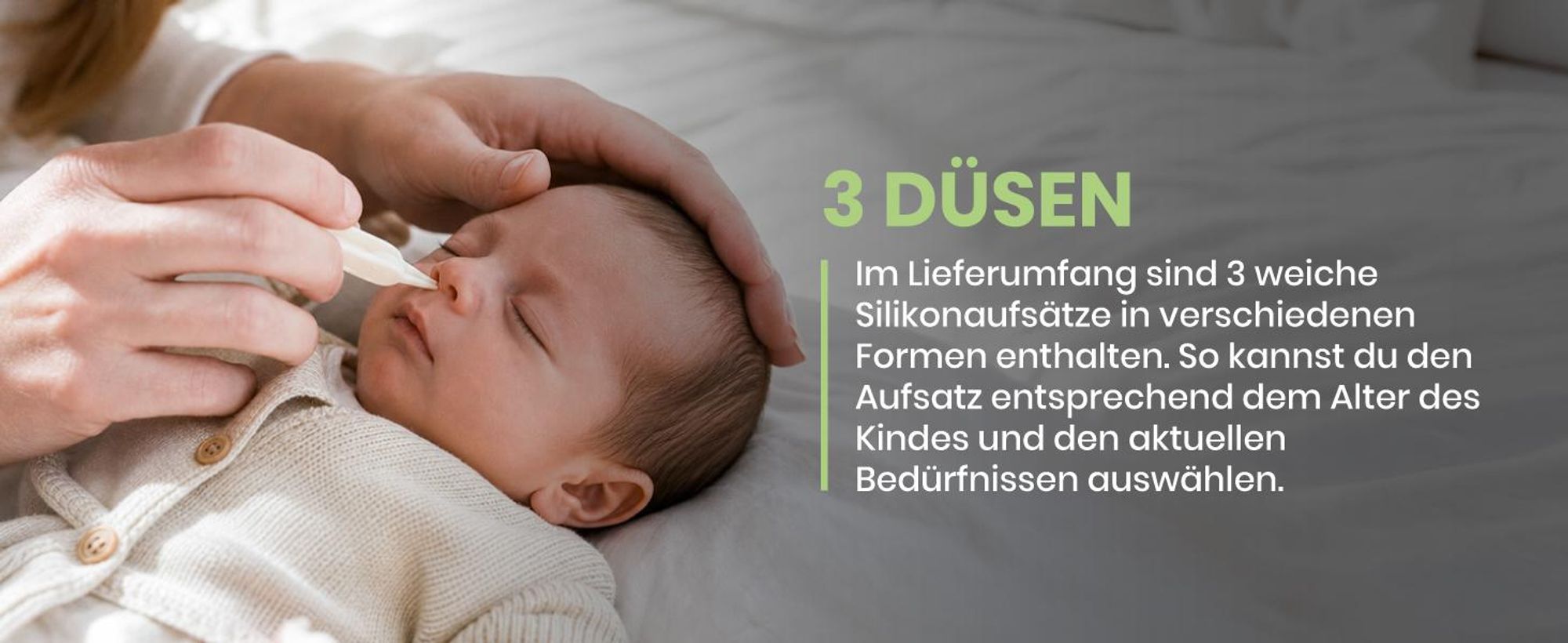 Elektrischer Nasensauger für Babys & Kinder 9 Saugstufen 70 kPa 3 Silikonaufsätze