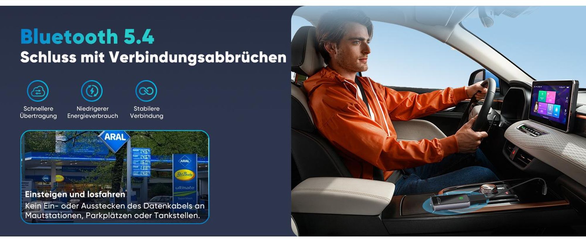 Salcar Kabelloser CarPlay Adapter Wireless für iPhone iOS 10+ & mit eingebautem Auto Carplay