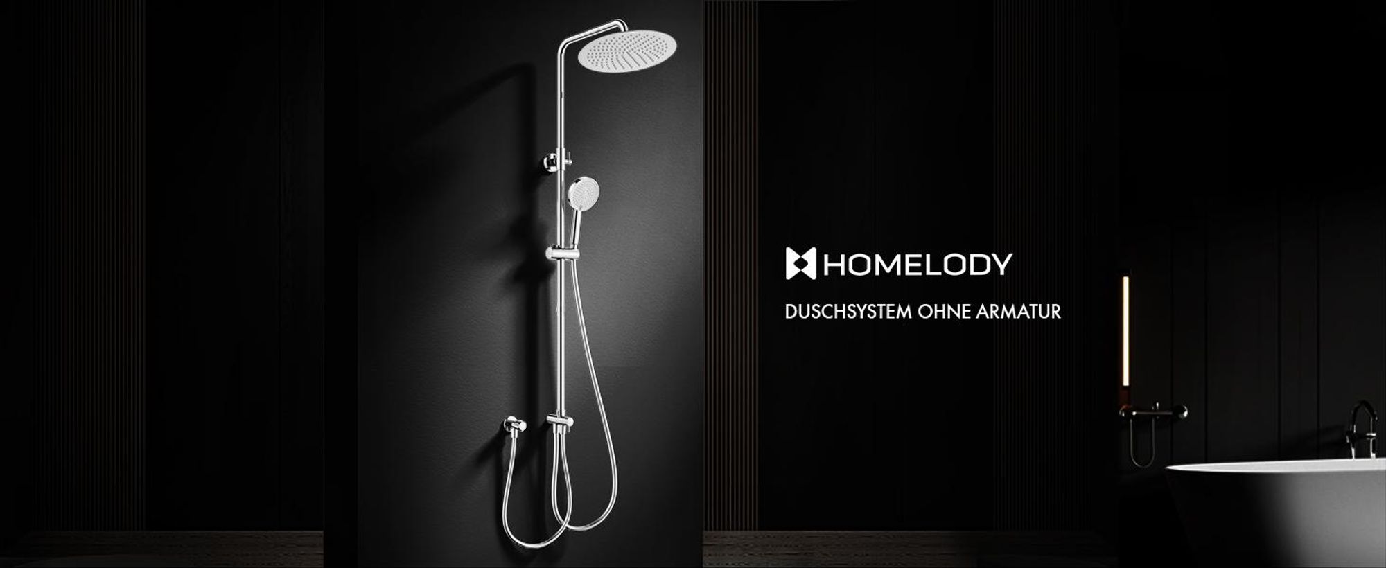 Homelody Duschsystem ohne Armatur, Duschset Duschsäule mit SUS 304 Edelstahl 30cm kopfbrause & Handbrause Rund, 3 Strahlarten, Chrom