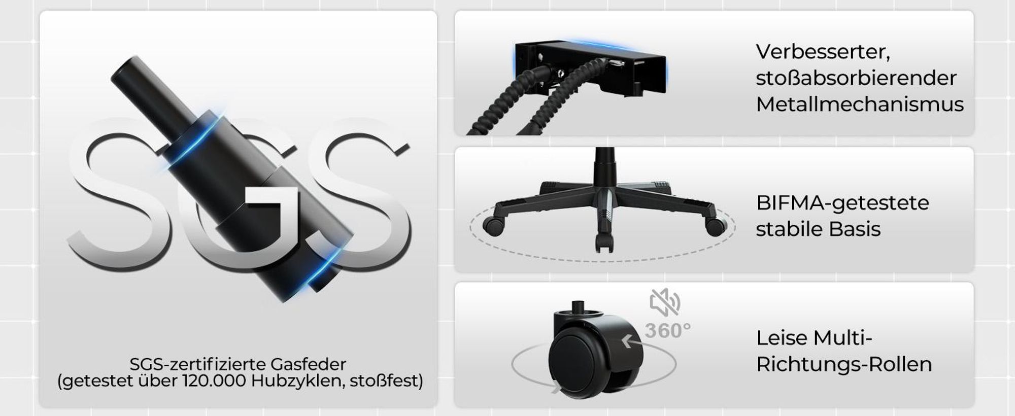 GTPLAYER Gaming Stuhl Ergonomischer Gaming Sessel Schreibtischstuhl Bürostuhl mit Kunstleder Federsitzkissen, Verbindungsarmlehnen, mit Fußstütze