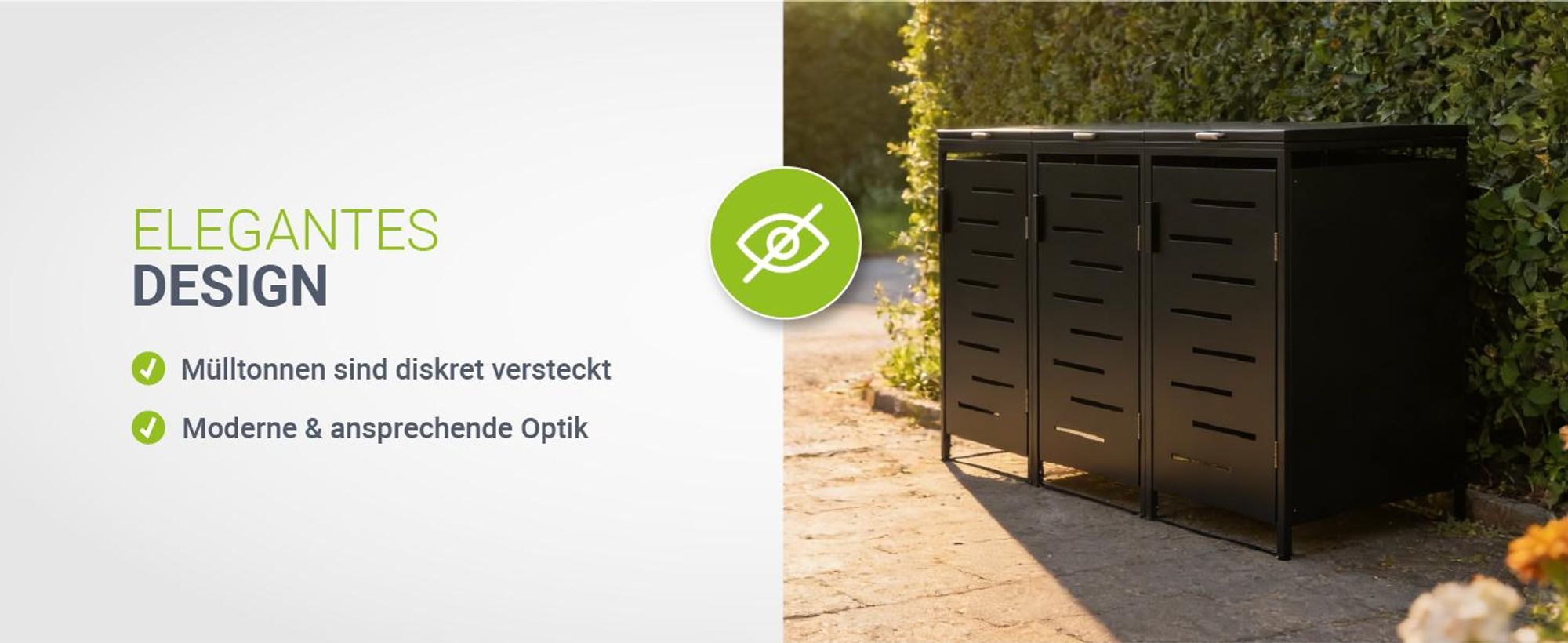 Juskys Mülltonnenbox Arel 3er - Metall Gartenbox - Anthrazit