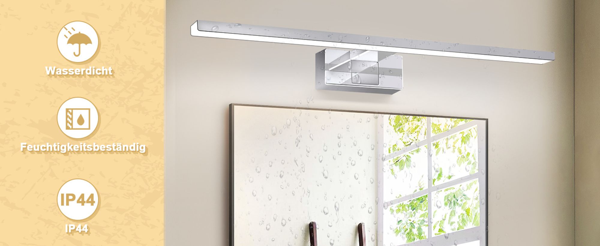 ZMH Spiegelleuchte Bad Led Spiegellampe12W Wandlampe Lampe Neutralweiße 4000KSpiegel Wandleuchte 60cm Modern Chrom Badlampe Spiegelschrank Beleuchtung