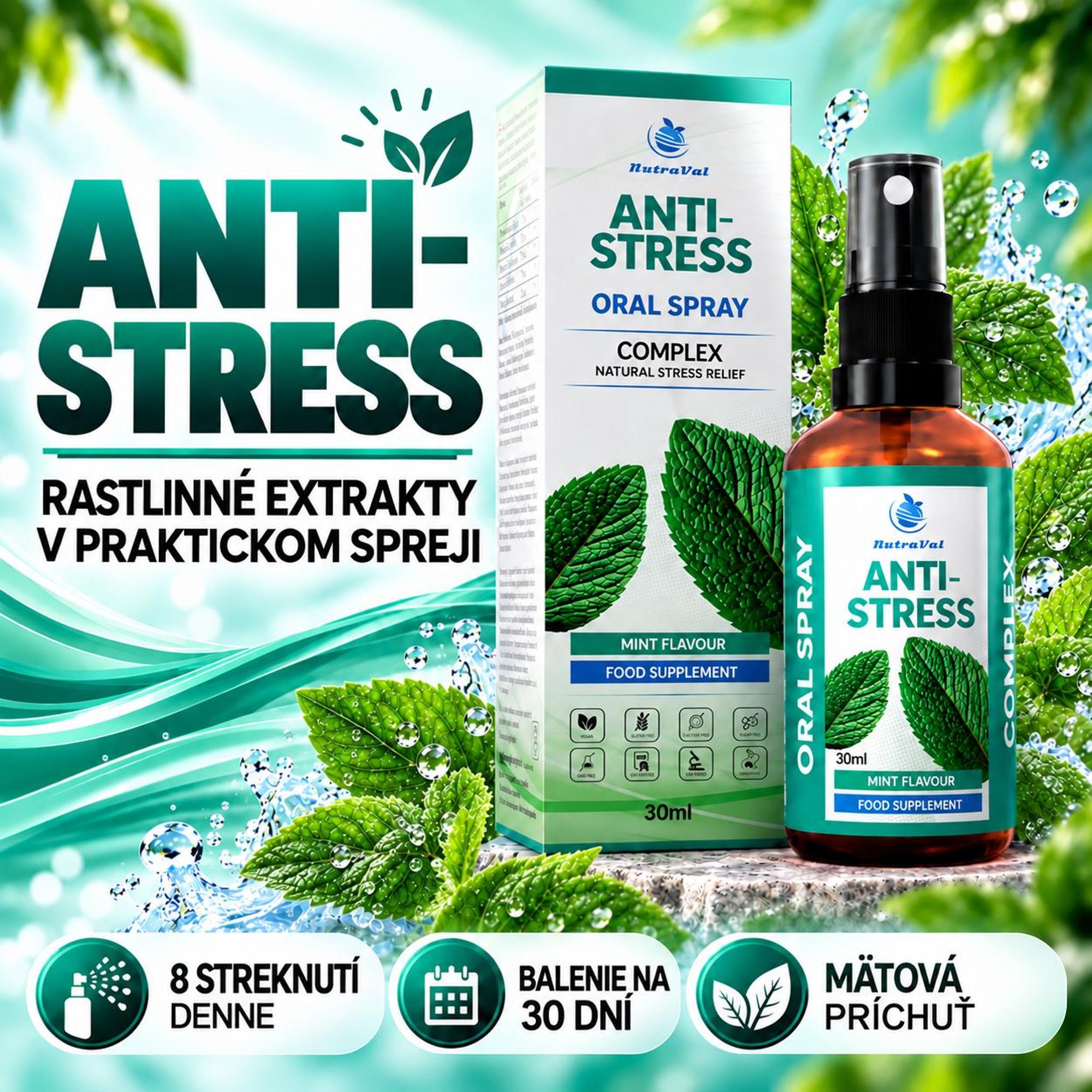Stress sprej – Ashwagandha, Rhodiola, Reishi & Schisandra – Zníženie kortizolu & Odolnosť voči stresu – vegánsky – 30 ml - BEST BEFORE 10/2026