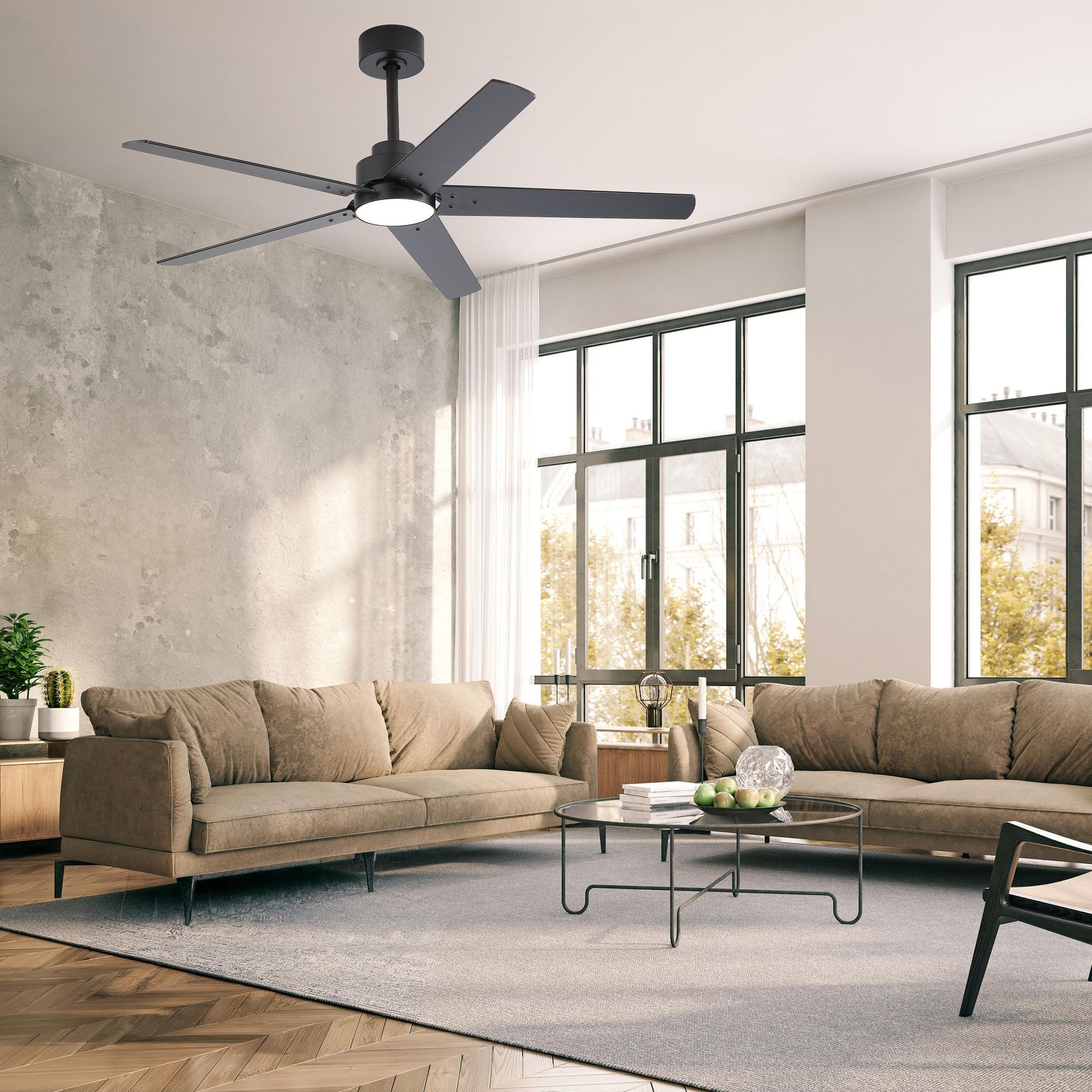 EBERG STX Deckenventilator mit LED 132 cm DC Fernbedienung 6 Stufen Weiß