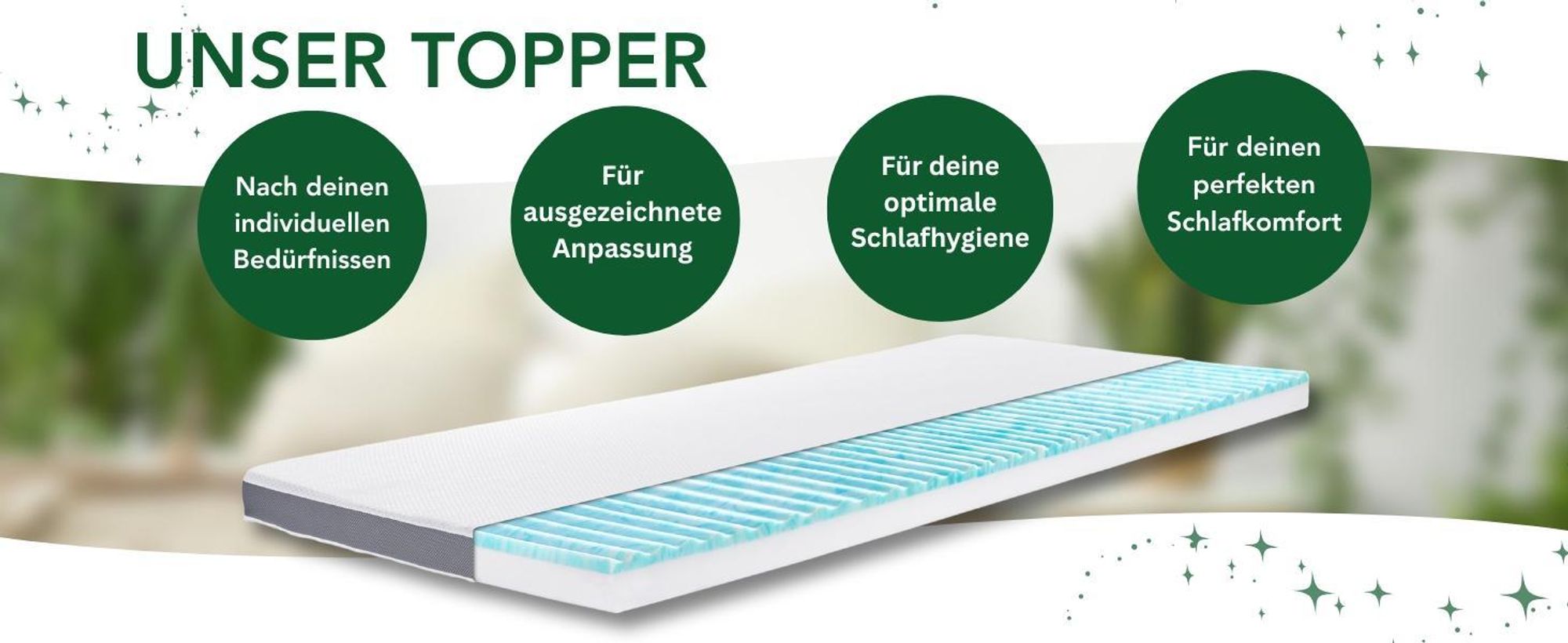 7-Zonen Matratzentopper - 180x200 cm- Ergonomischer Topper - 8cm hoch - Dreamstar Matratzenauflage
