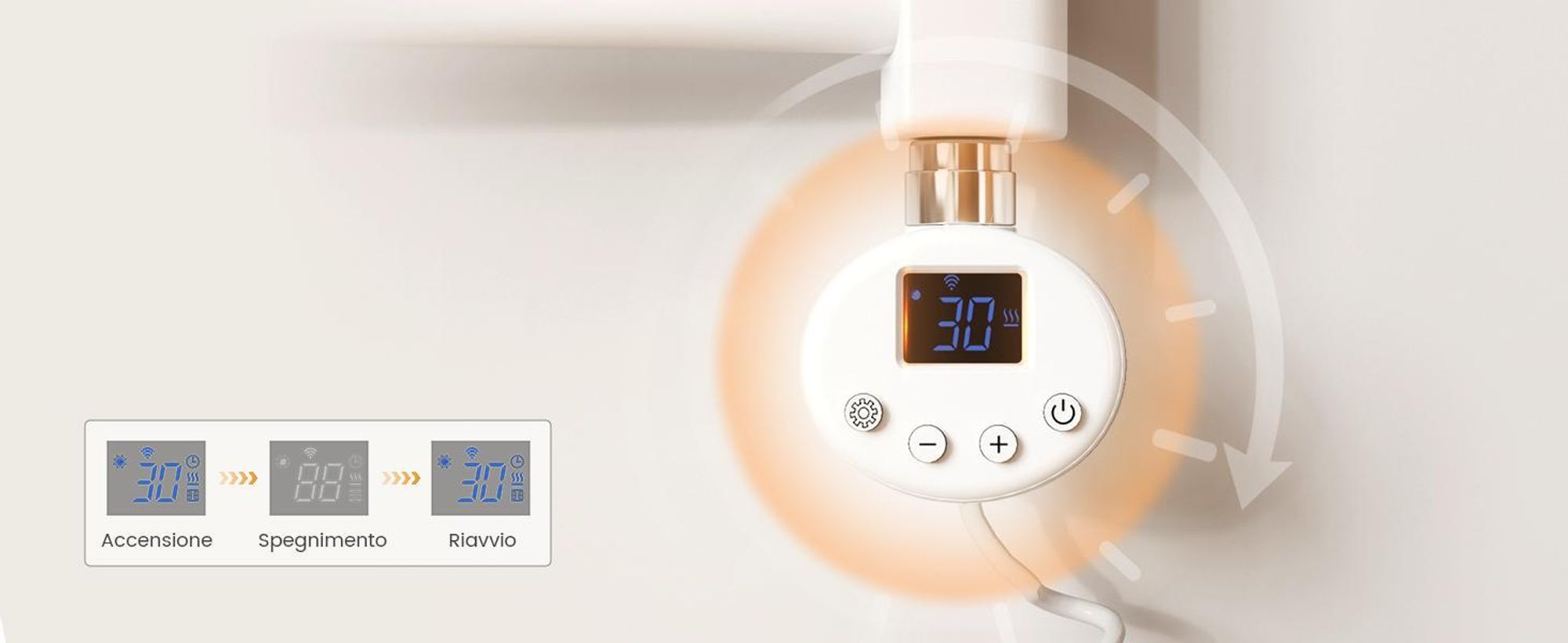 EMKE Radiatore da bagno elettrico curvato Scaldasalviette 600W Controllo Wi-Fi Termostato intelligente 120X60cm Bianco Scaldasalviette