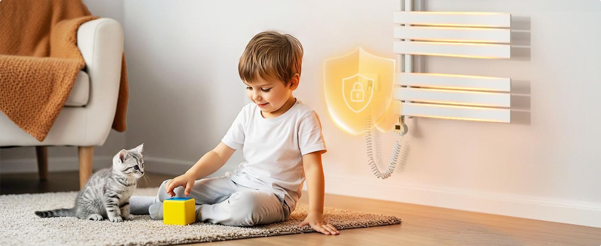 EMKE Radiatore elettrico da bagno con controllo tramite app Wi-Fi Termostato Scaldasalviette 1320X600 mm Bianco Portasciugamani 800 W Asciugamani elettrico