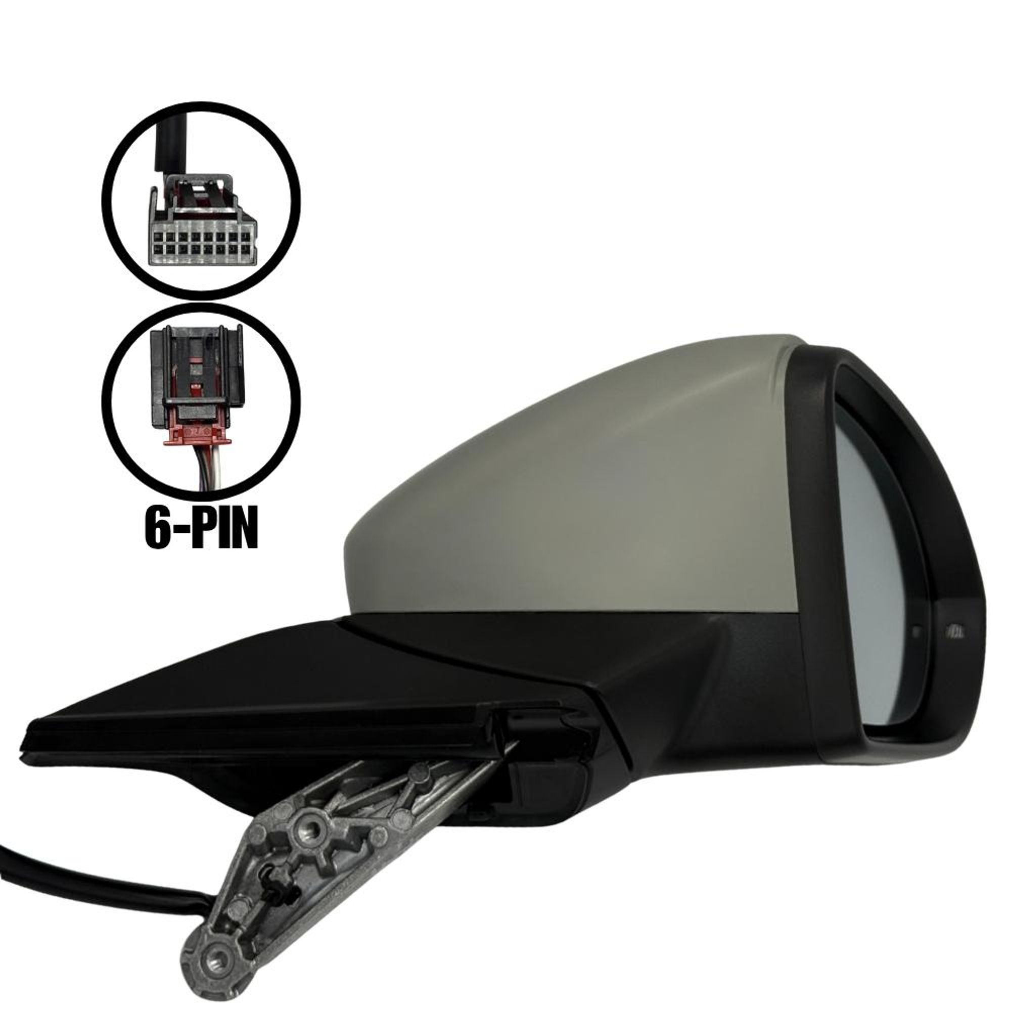 BILMAX Außenspiegel für Volkswagen Golf 7 2013-2020 Beheizbar, Elektrisch Verstellbar, Blinker, Grundiert, 6-PIN, Rechts (Beifahrerseite)