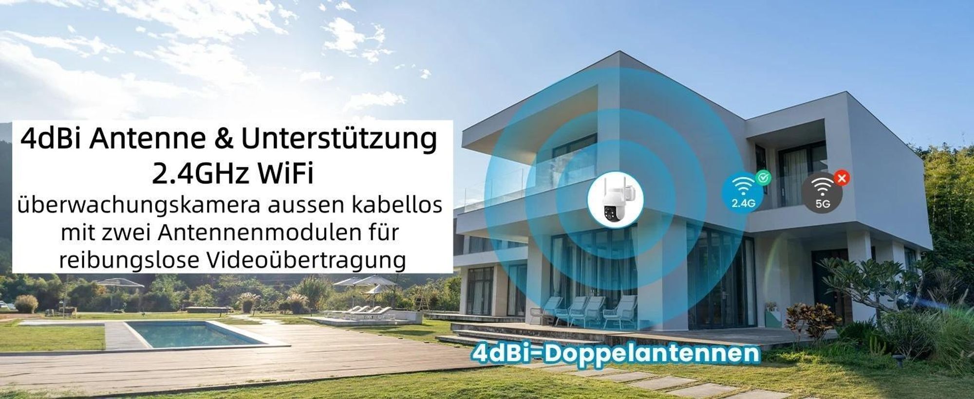 ieGeek 2K Überwachungskamera Aussen Akku, 360°PTZ Kamera Überwachung Aussen Solar, Außenkamera mit Nachtsicht Farb, PIR , 2 Wege Audio, 2 Stk