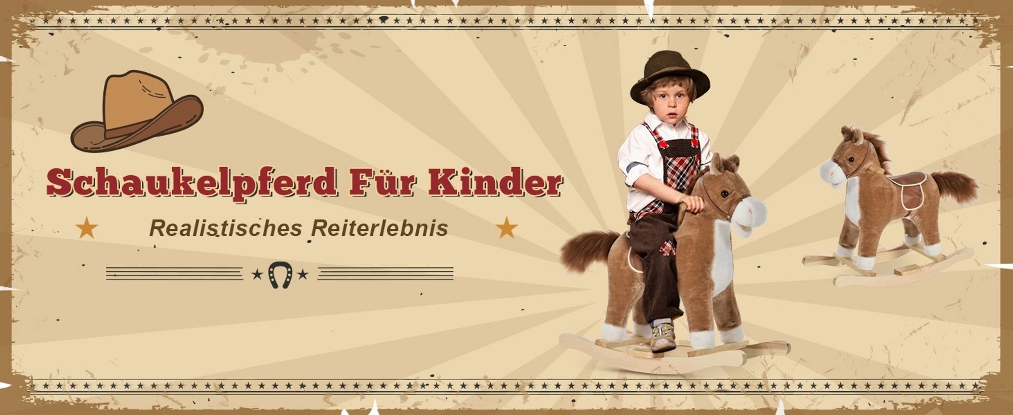 HOMCOM Kinder Schaukelpferd Baby Schaukeltier Pferd mit Tiergeräusche Spielzeug Haltegriffe für 36-72 Monate Plüsch Braun 65 x 32,5 x 61 cm