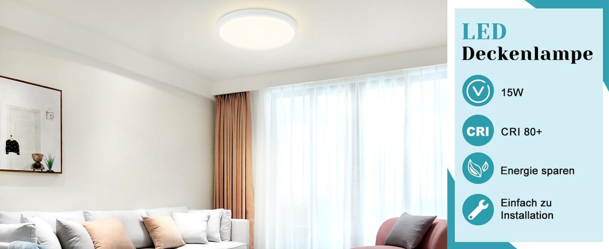 ZMH Deckenlampe LED Deckenleuchte Flach 15W Rund Flurlampe 4000K Badezimmer Deckenbeleuchtung Ø18cm Badlampe Decke Schlafzimmerlampe Klein Küche